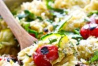 Sweet & Smoky Cherry Tomato Orzo with Zucchini Ribbons