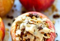 Chocolate Chip Iced Oatmeal Baked Apples