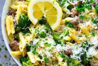 One-Pan Lemon Penne with Sausage and Roasted Broccoli