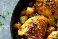 One-Pan Honey Garlic Chicken Thighs with Crispy Potatoes