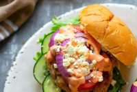 Mediterranean Chicken Burgers with Smoky Red Pepper Tzatziki