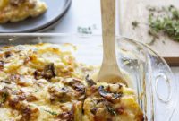 Creamy Mushroom Caramelized Onion Potato Gratin