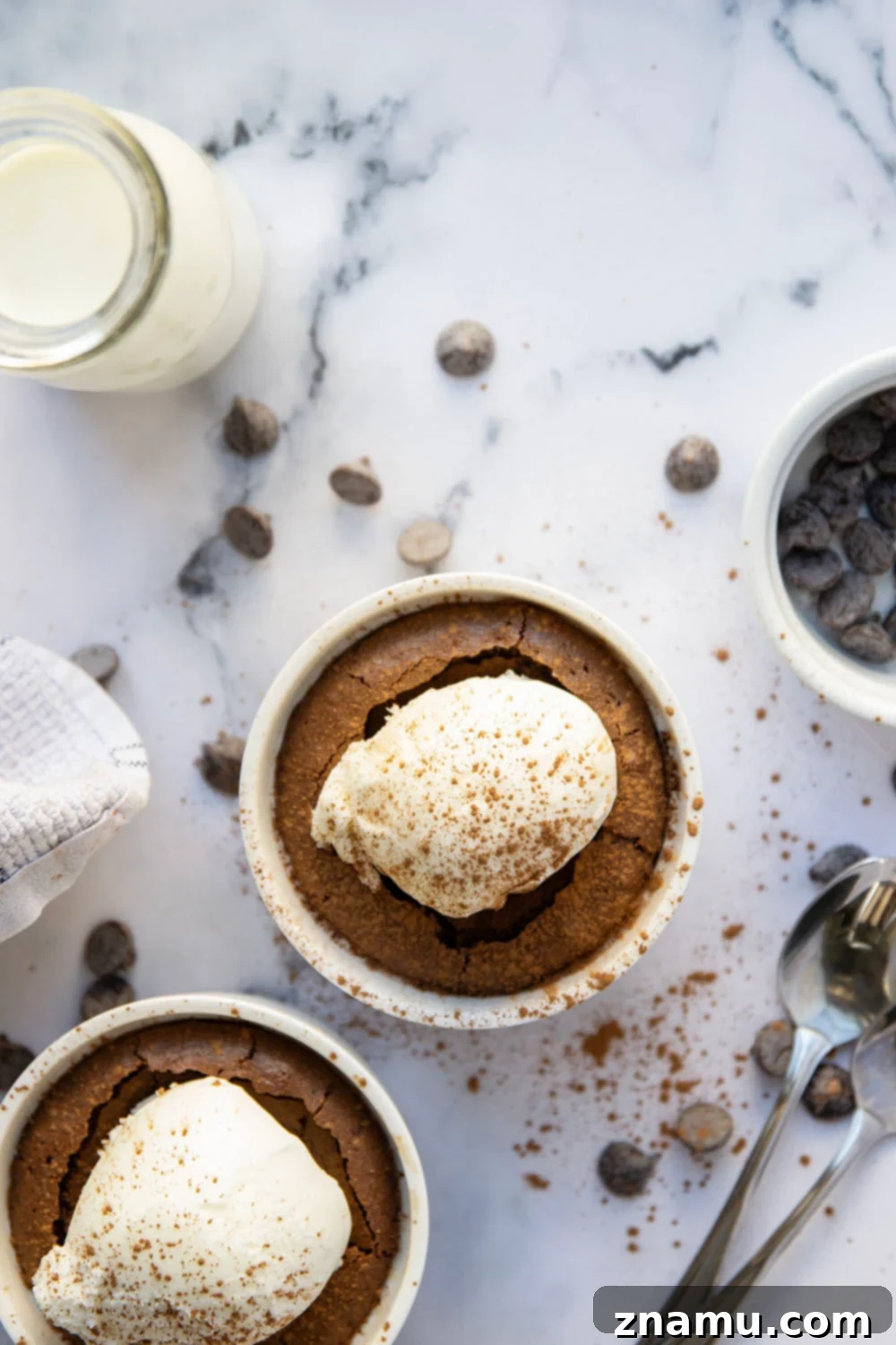 Decadent Mini Deep-Dish Brownies 5 These mini deep dish brownies bake up perfectly fudgy and are incredible served warm with a scoop of vanilla ice cream in the center! Perfect for a romantic dessert for two.