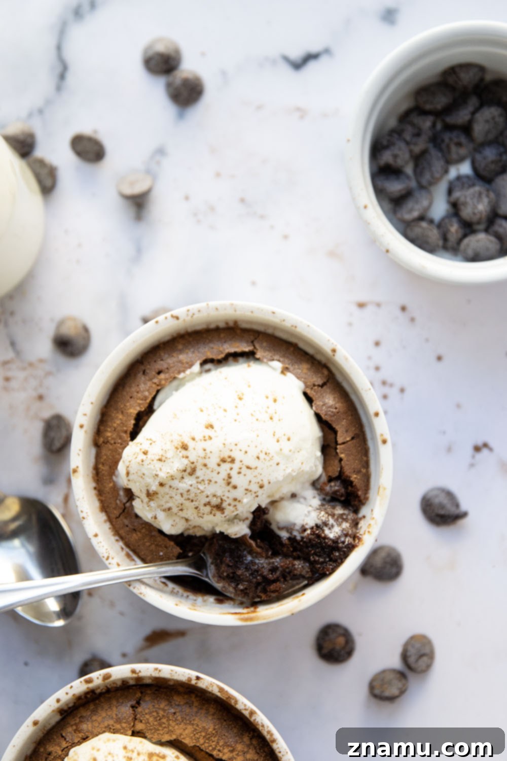 Decadent Mini Deep-Dish Brownies 6 These mini deep dish brownies bake up perfectly fudgy and are incredible served warm with a scoop of vanilla ice cream in the center! Perfect for a romantic dessert for two.