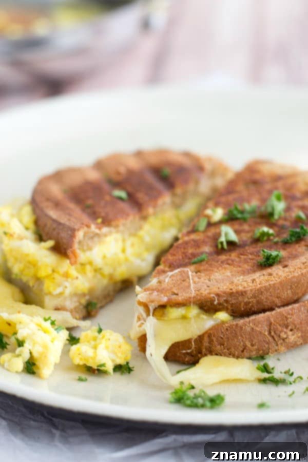 The Scramble Melt 9 The final Scrambled Egg Grilled Cheese, beautifully presented and ready to eat
