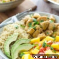 Honey Mustard Chicken Quinoa Bowls with Mango-Citrus Salsa