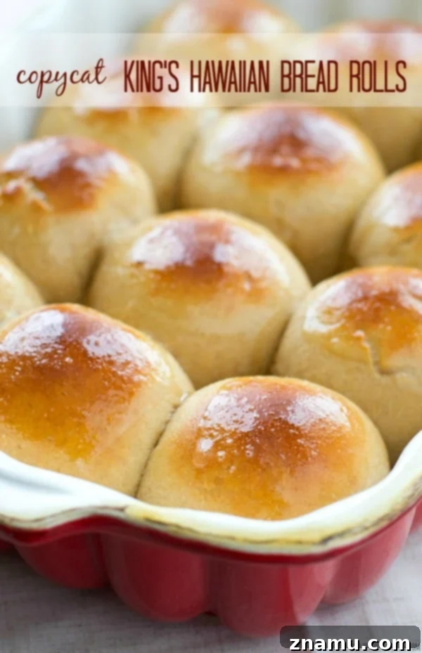 Copycat Kings Hawaiian Rolls 2 Homemade King's Hawaiian Bread Rolls boast an irresistibly soft, fluffy texture and a signature honey-glazed exterior, perfect for any meal. These copycat rolls are easy to make and freeze beautifully.