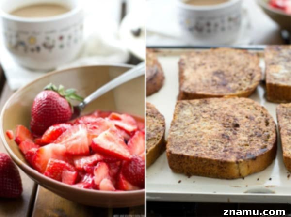 Mocha French Toast with Sun-Kissed Strawberry Compote 7 Delicious brown French Toast with a homemade Smashed Strawberry Sauce