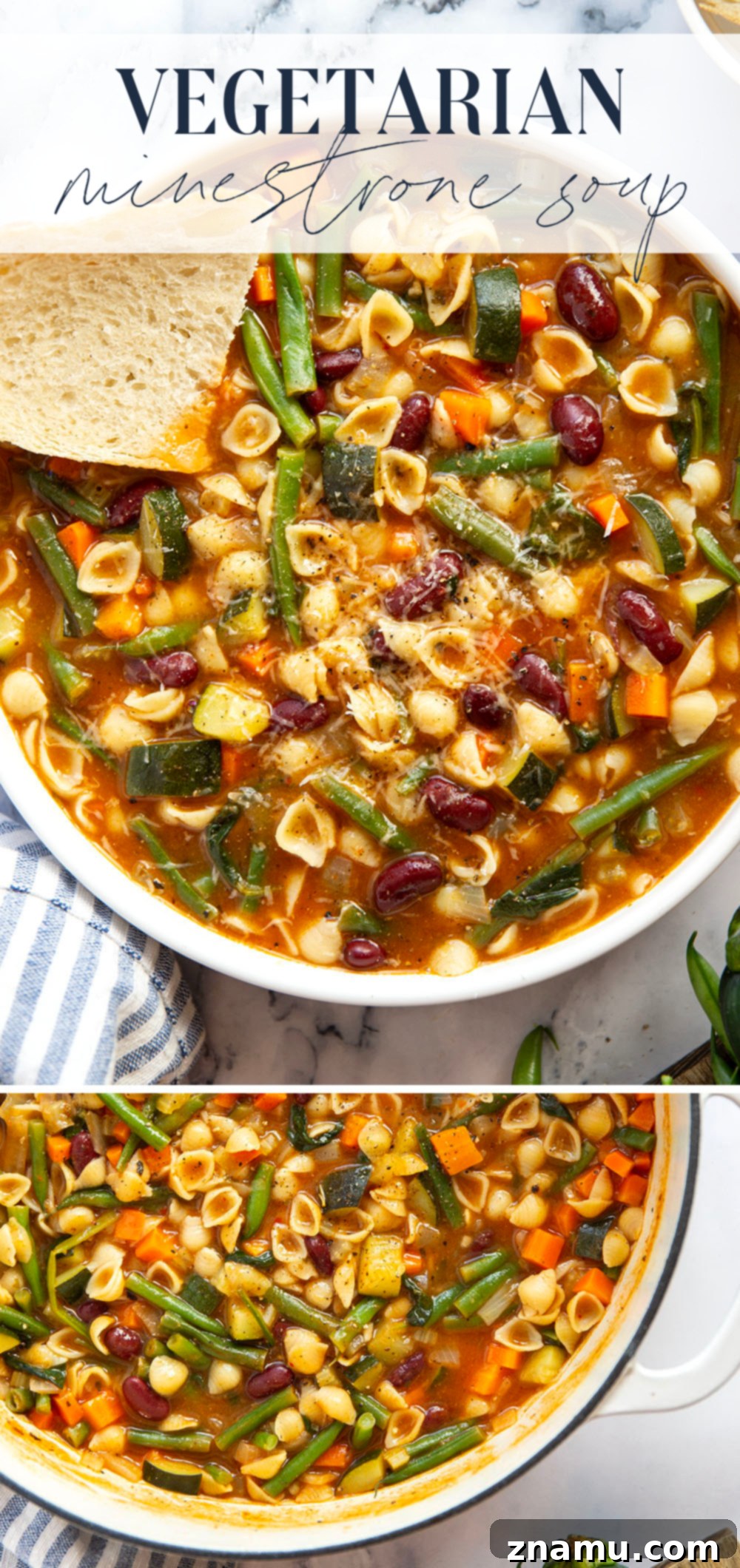 Hearty Vegetarian Minestrone 7 A large pot filled with freshly cooked vegetarian minestrone soup, ready to be served.