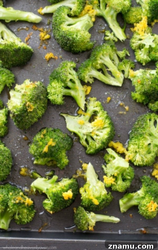 Crispy Lemon Roasted Broccoli and a Cookbook Giveaway 8 A serving of roasted broccoli on a plate, ready to be enjoyed.