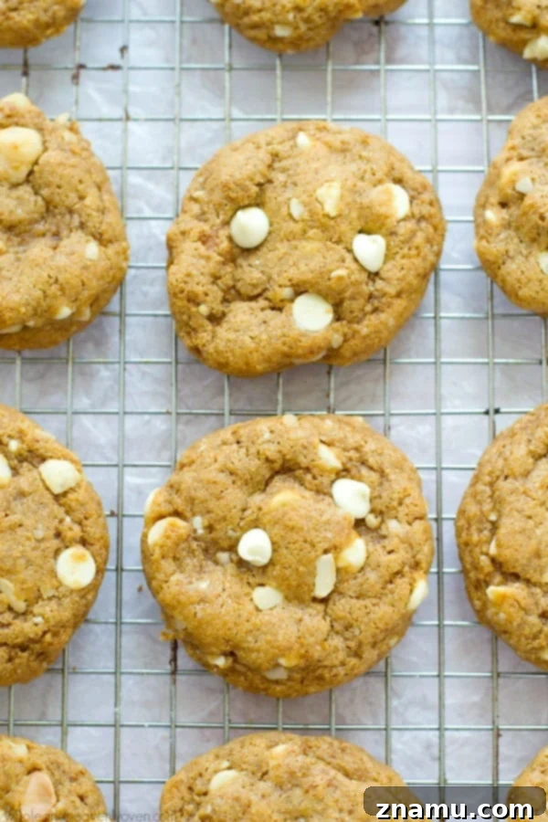 Mouth-watering white chocolate macadamia nut cookies, made with coconut oil for a butter-free indulgence