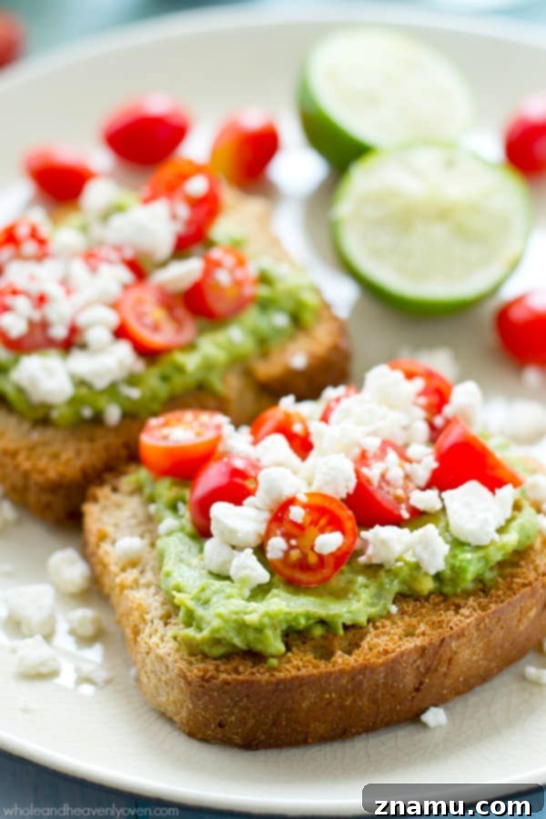 Aegean Avocado Toast with Tomato Pearls 3 This greek-style avocado toast is quick and healthy enough for a filling weekday breakfast, but also fancy enough for any weekend brunch.---You'll never go back to regular old toast again!