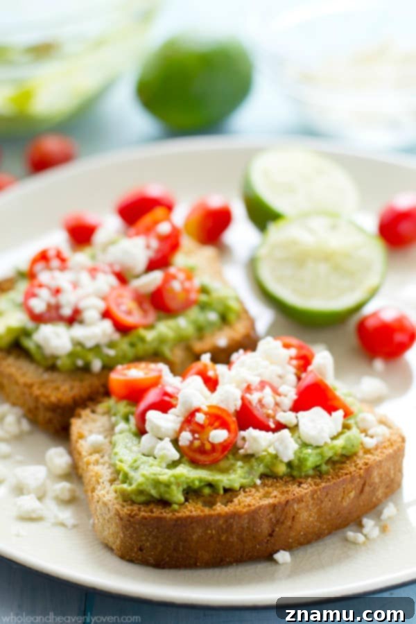Aegean Avocado Toast with Tomato Pearls 5 This greek-style avocado toast is quick and healthy enough for a filling weekday breakfast, but also fancy enough for any weekend brunch.---You'll never go back to regular old toast again!