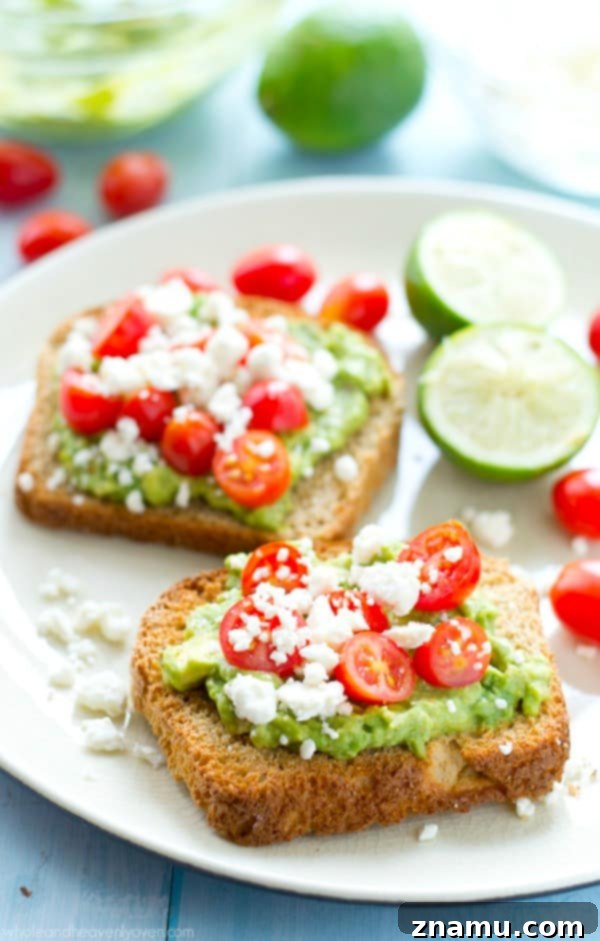 Aegean Avocado Toast with Tomato Pearls 6 This greek-style avocado toast is quick and healthy enough for a filling weekday breakfast, but also fancy enough for any weekend brunch.---You'll never go back to regular old toast again!