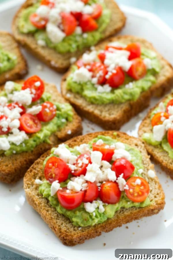 Aegean Avocado Toast with Tomato Pearls 7 This greek-style avocado toast is quick and healthy enough for a filling weekday breakfast, but also fancy enough for any weekend brunch.---You'll never go back to regular old toast again!