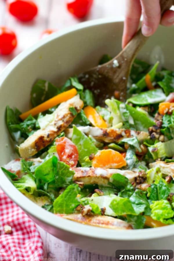 Smoky Ranch Chicken Chop 2 Grilled ranch-marinated chicken, a rainbow of fresh veggies and lots of ranch dressing collide in this simple, flavor-loaded chopped salad. ---soon to be your new favorite summer salad! @WholeHeavenly