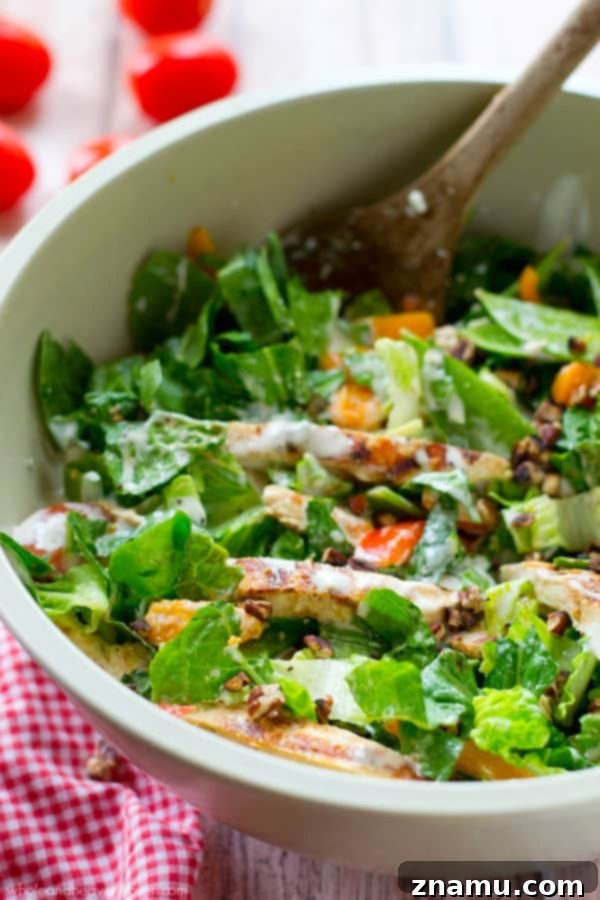 Smoky Ranch Chicken Chop 4 Grilled ranch-marinated chicken, a rainbow of fresh veggies and lots of ranch dressing collide in this simple, flavor-loaded chopped salad. ---soon to be your new favorite summer salad! @WholeHeavenly