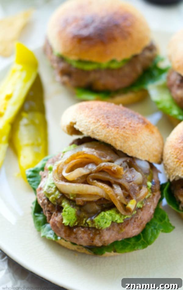 Turkey Burgers with Creamy Feta Spinach and Balsamic Glazed Onions 7 Easy and delicious turkey burger recipe with fresh, flavorful toppings.