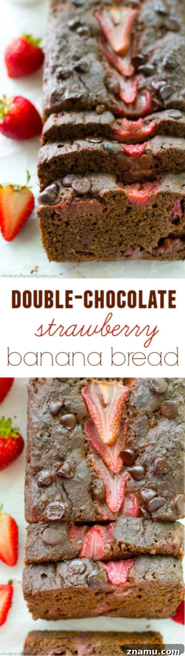 Decadent Double Chocolate Strawberry Banana Loaf 7 Two loaves of Double Chocolate Strawberry Banana Bread cooling on a rack, ready to be enjoyed.