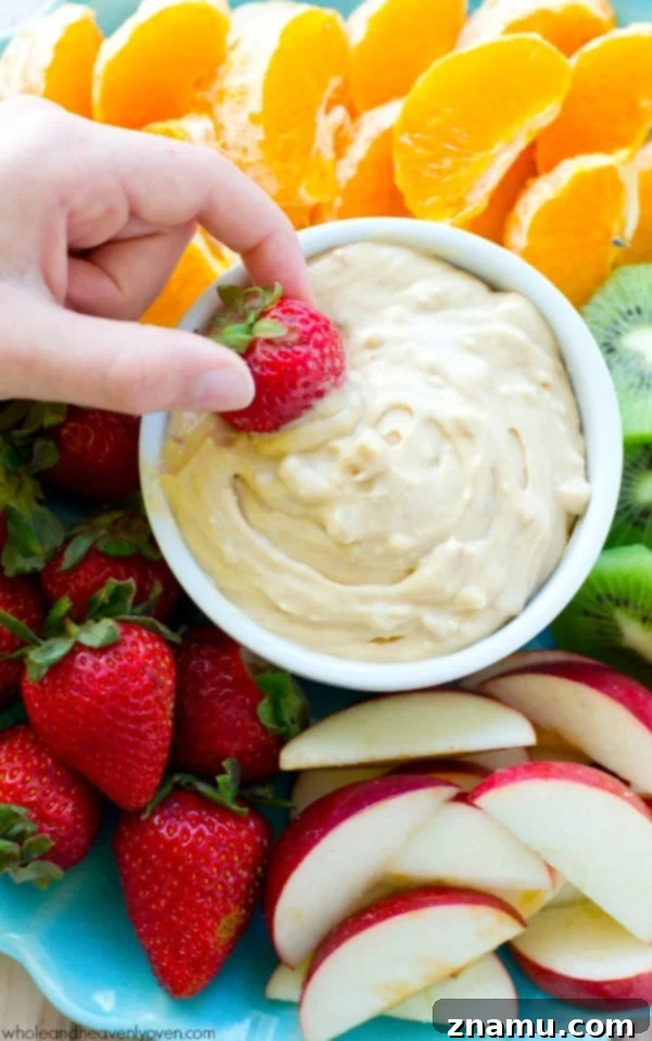 No-Bake 5-Minute Peanut Butter Cheesecake Dip 6 Peanut Butter Cheesecake Dip served with fresh strawberries