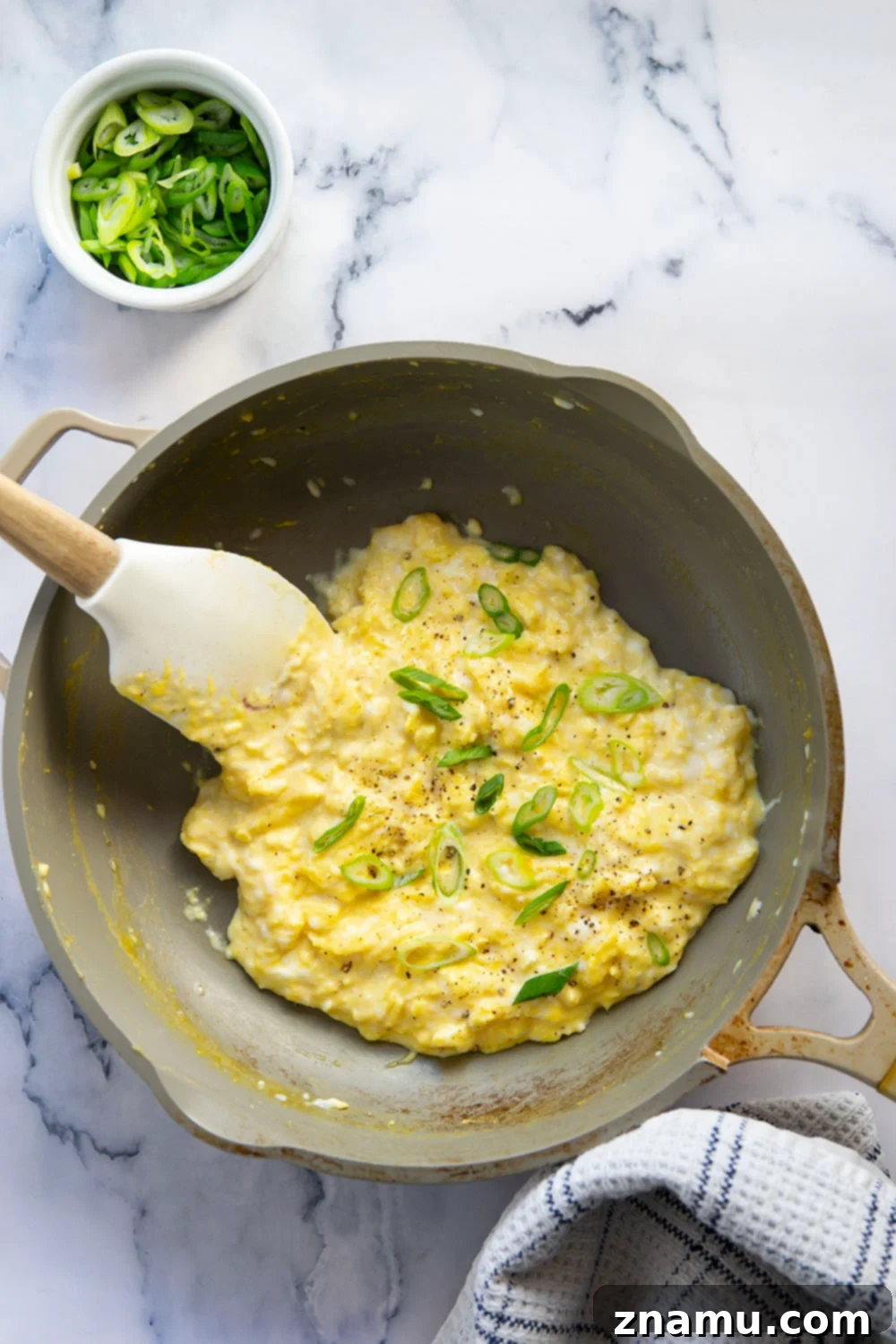 Velvety Scrambled Eggs 4 Learn all the secrets to making perfectly creamy scrambled eggs with this simple recipe and a few easy techniques!