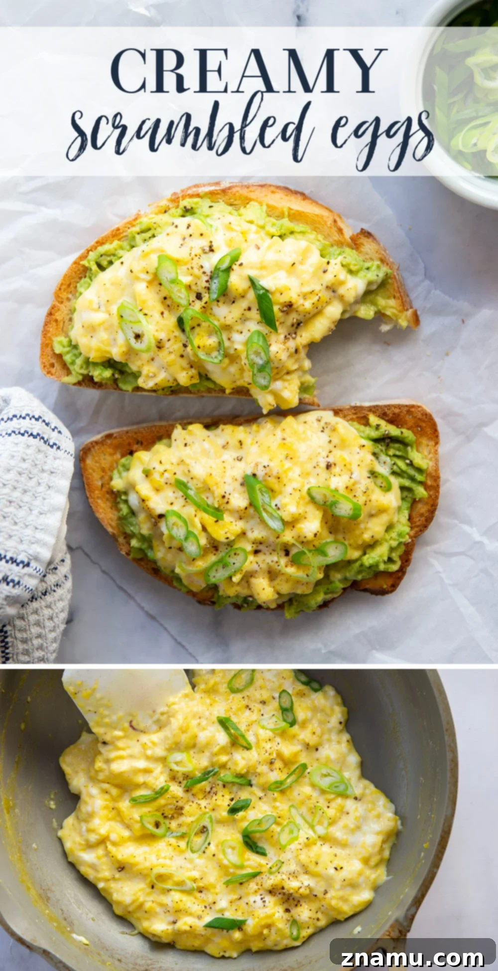 Velvety Scrambled Eggs 7 Learn all the secrets to making perfectly creamy scrambled eggs with this simple recipe and a few easy techniques!
