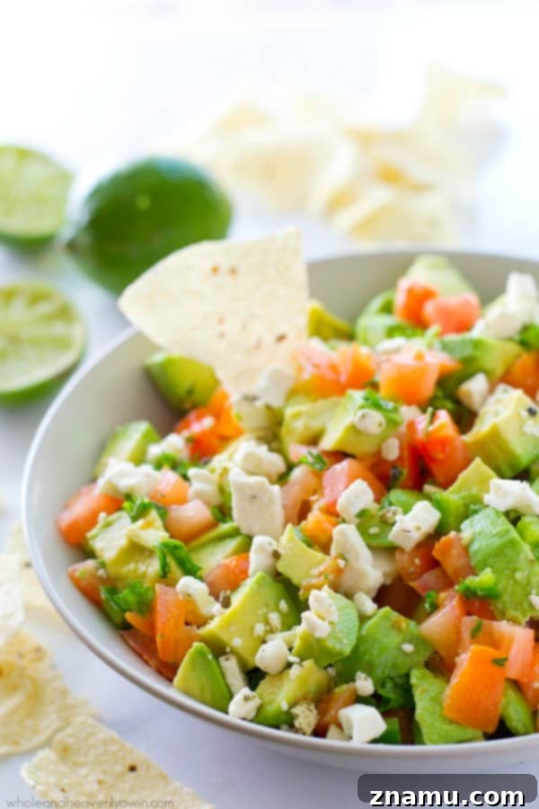 Robust Mediterranean Guacamole 2 Chunky Greek Style Guacamole: A refreshing summer appetizer with feta and tomatoes