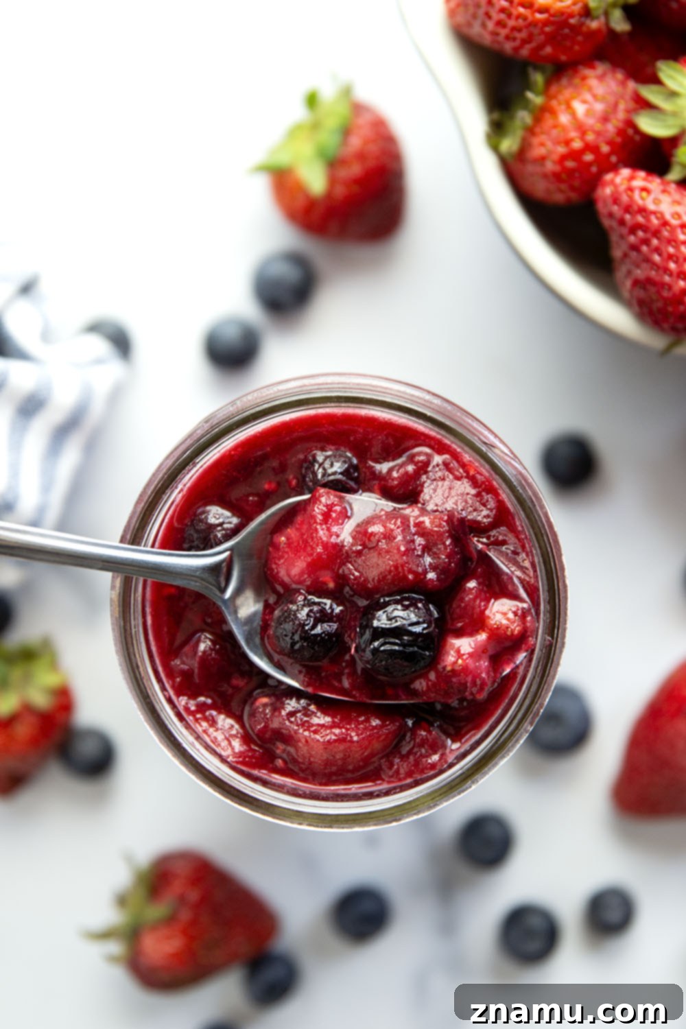 Tangy Rhubarb Berry Compote 4 Sweet, tangy and loaded with a triple dose of berries and lots of fresh rhubarb, this summery rhubarb berry sauce is amazing over pancakes, waffles, oatmeal, and even ice cream!