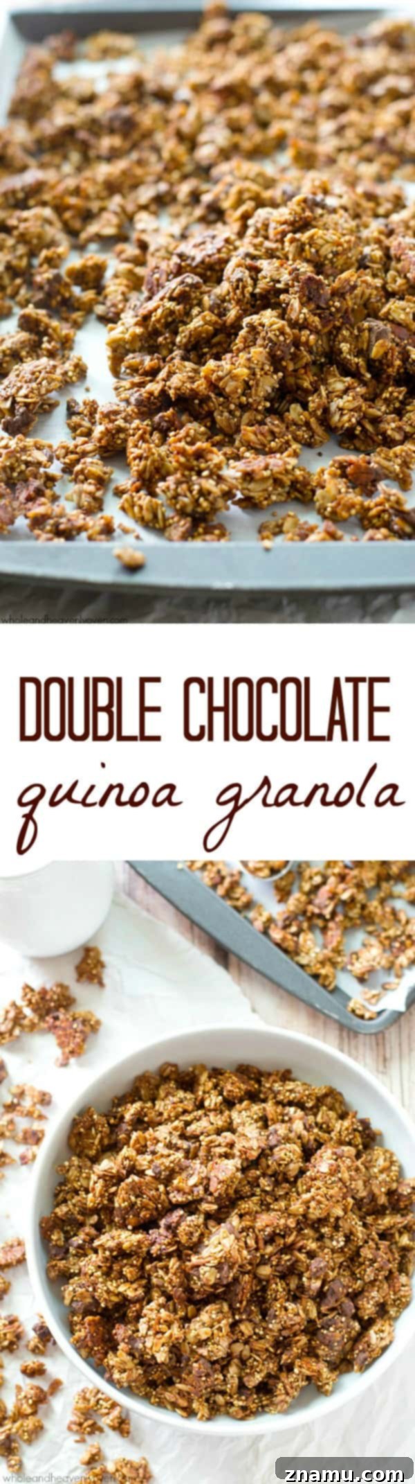 Decadent Double Chocolate Quinoa Clusters 8 A final photo of the double chocolate quinoa granola, emphasizing its appeal and suggesting it's ready to be eaten
