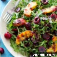 Golden Peach & Arugula with Ruby Balsam Elegance 7 Grilled Peach Arugula Salad with Raspberry Balsamic Vinaigrette