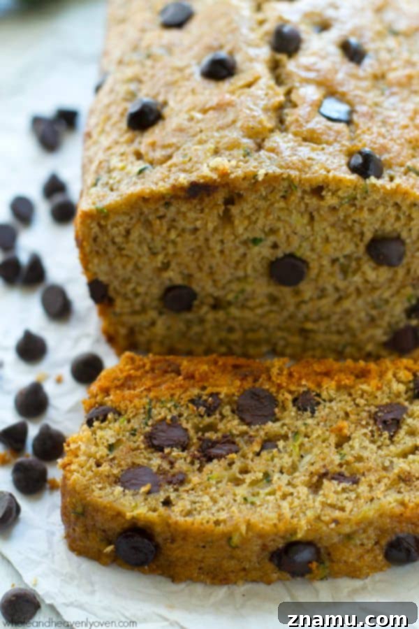 Nourishing Dark Chocolate Chip Zucchini Bread 5 Close-up of Dark Chocolate Zucchini Bread Texture