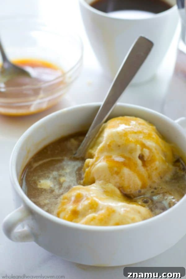 Molten Salted Caramel Espresso Affogato 2 Lots of homemade salted caramel sauce, strong-brewed espresso and vanilla ice cream come together in this classic Italian dessert. @WholeHeavenly