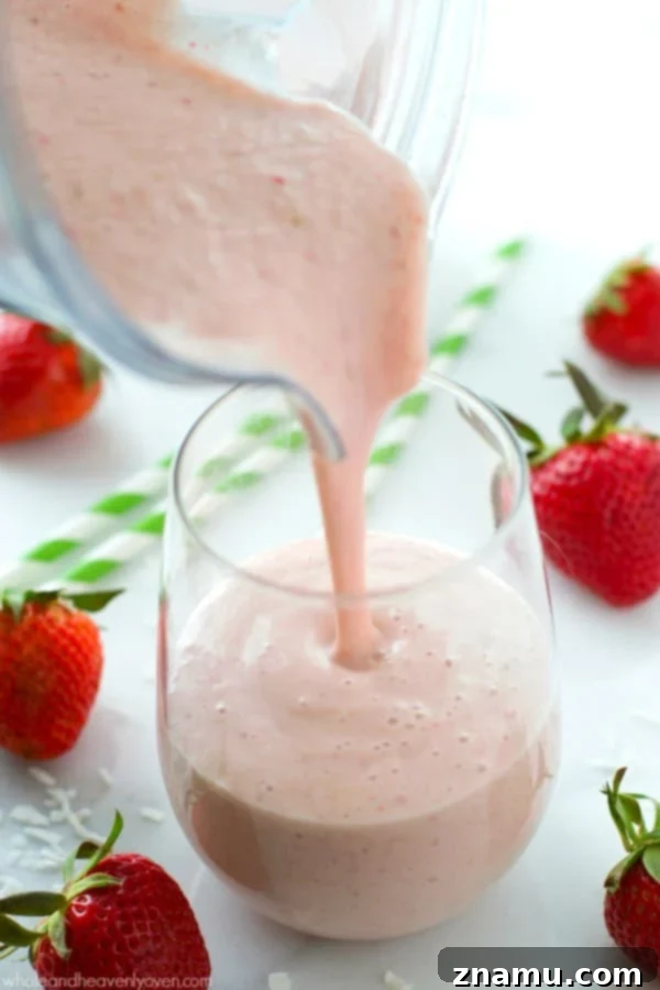 Cheesy Scramble Toast with Fresh Avocado and Burst Tomatoes 11 Escape to the tropics with this creamy Strawberry Pina Colada Protein Smoothie. Blending sweet strawberries, tangy pineapple, and coconut, it’s a refreshing and energizing drink, boosted with protein powder for a filling and delicious treat.