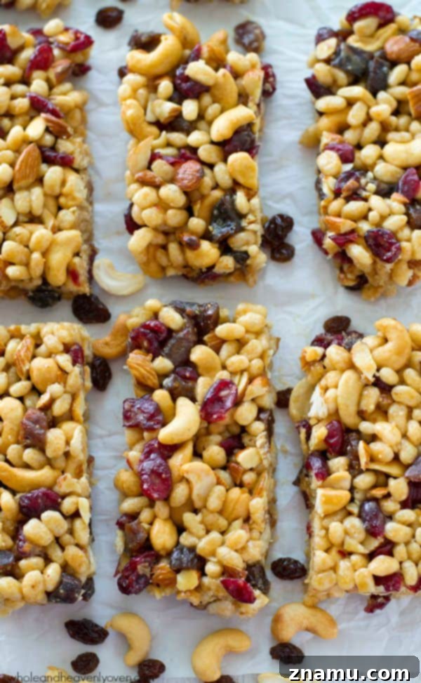 No-Bake Fruit and Nut Power Bars 4 A stack of homemade no-bake fruit and nut bars, perfectly portioned and ready for a healthy, on-the-go snack.