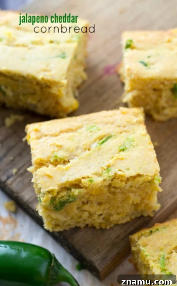 Golden Pumpkin Spice Cornbread Wedges 11 This kickin' cornbread is packed with plenty of jalapeno heat and loaded with lots of melty cheddar cheese---perfect alongside hot bowls of chili for the Superbowl!
