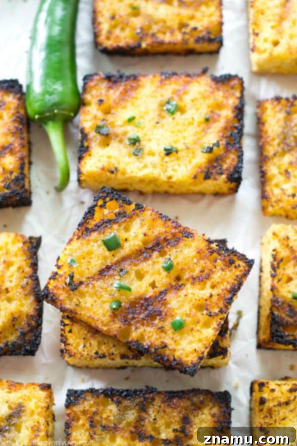 Golden Pumpkin Spice Cornbread Wedges 12 Soft, irresistible homemade cornbread squares are slathered up with a kickin' jalapeno honey butter and then quickly cooked on the grill to crisp, buttery heaven!