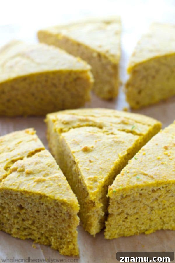 Golden Pumpkin Spice Cornbread Wedges 6 Plenty of fall spices and pumpkin collide in these extra-soft pumpkin spiced cornbread wedges that go perfectly with a bowl of hot chili! @WholeHeavenly