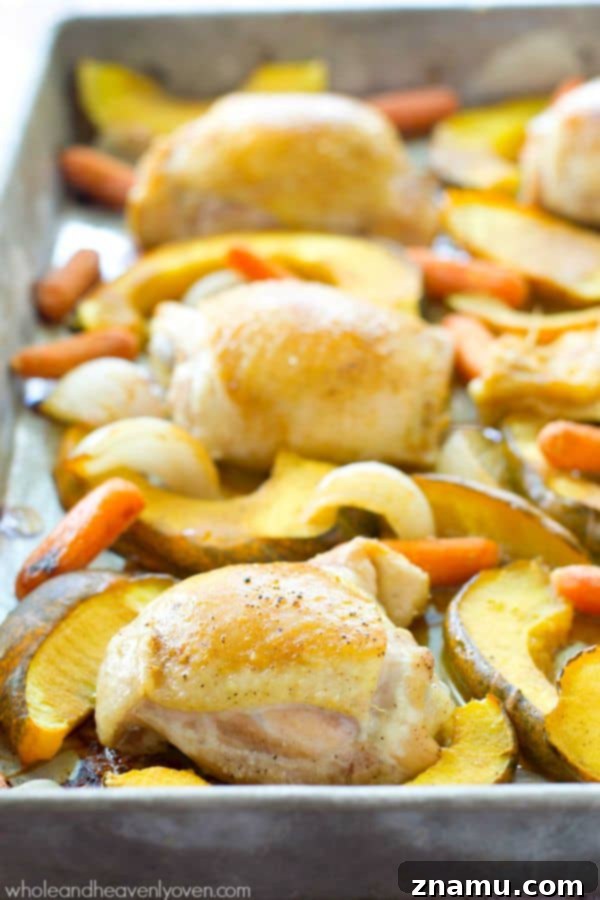 This comforting roast chicken is brushed with an unbelievable maple-mustard sauce and roasted to perfection with fall veggies. @WholeHeavenly