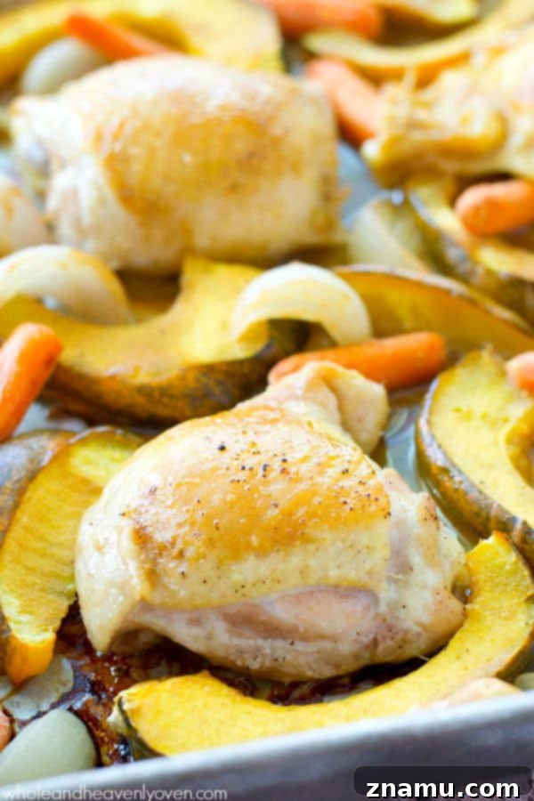 This comforting roast chicken is brushed with an unbelievable maple-mustard sauce and roasted to perfection with fall veggies. @WholeHeavenly