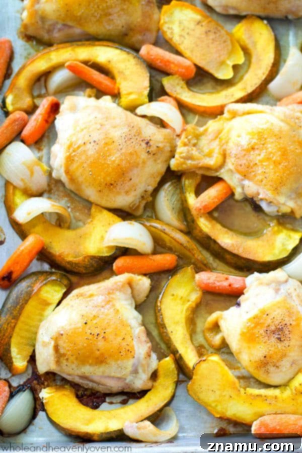 This comforting roast chicken is brushed with an unbelievable maple-mustard sauce and roasted to perfection with fall veggies. @WholeHeavenly