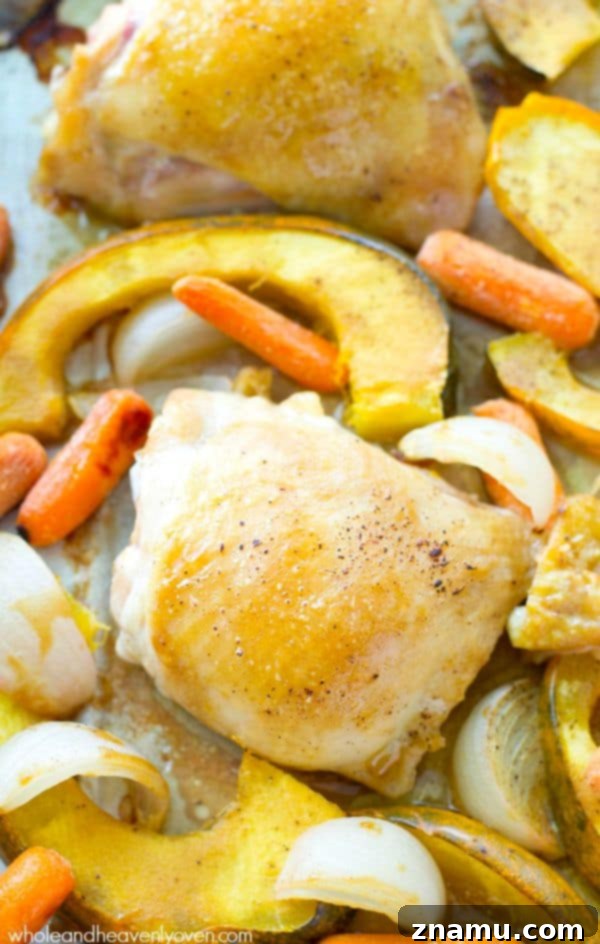 This comforting roast chicken is brushed with an unbelievable maple-mustard sauce and roasted to perfection with fall veggies. @WholeHeavenly