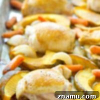 This comforting roast chicken is brushed with an unbelievable maple-mustard sauce and roasted to perfection with fall veggies.--- So easy to throw together and loaded with so many cozy flavors!