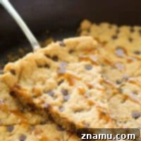 Gooey Flourless Caramel Chocolate Chip Skillet Cookie 9 Skip the flour AND the hassle of rolling out cookie dough when you make this extra-chewy giant chocolate chip cookie with plenty of gooey caramel on top!