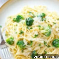 Broccoli Garlic Fettuccine Alfredo in 20 Minutes 9 This ultra-creamy fettuccine alfredo is so comforting it will blow your mind that it comes together in only 20 minutes! Paired with tender broccoli florets and plenty of Parmesan makes for one impressive dinner!