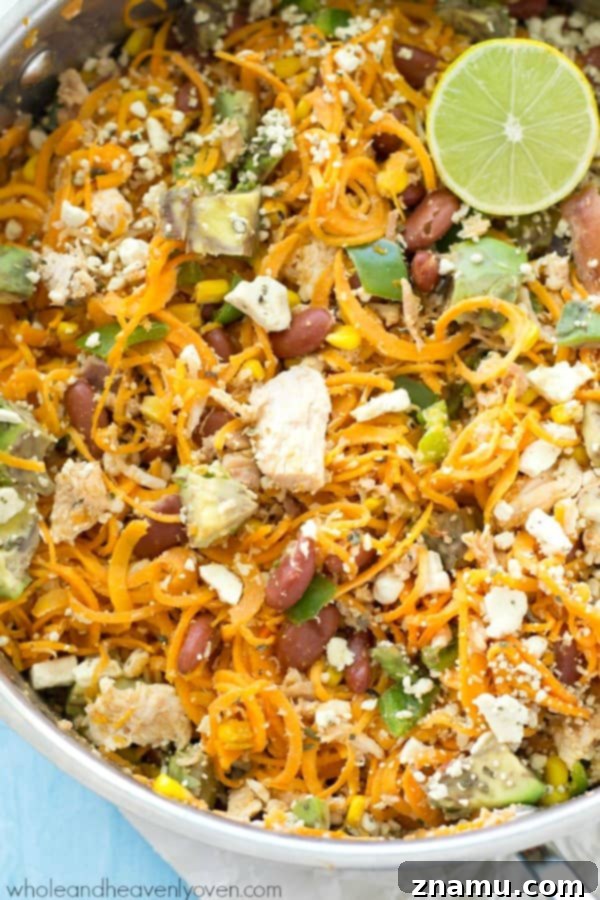 Flavorful Mexican Sweet Potato Noodle Skillet 5 Loaded with all kinds of Mexican-style goodness and made entirely in one skillet, these easy sweet potato noodles are going to quickly become a family favorite!