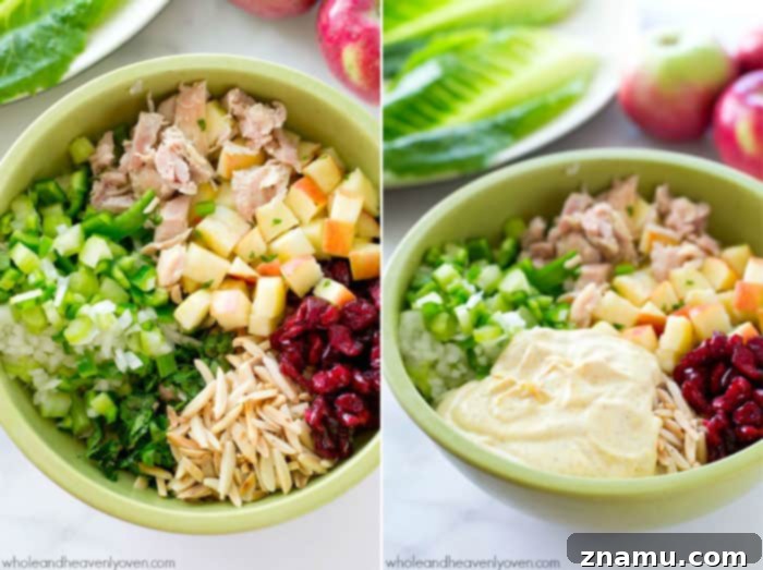 Golden Harvest Chicken Lettuce Cups 6 Extra-creamy and loaded with crunchy apples and cranberries, this colorful chicken salad makes the perfect filler for these beautiful and healthy lettuce wraps!