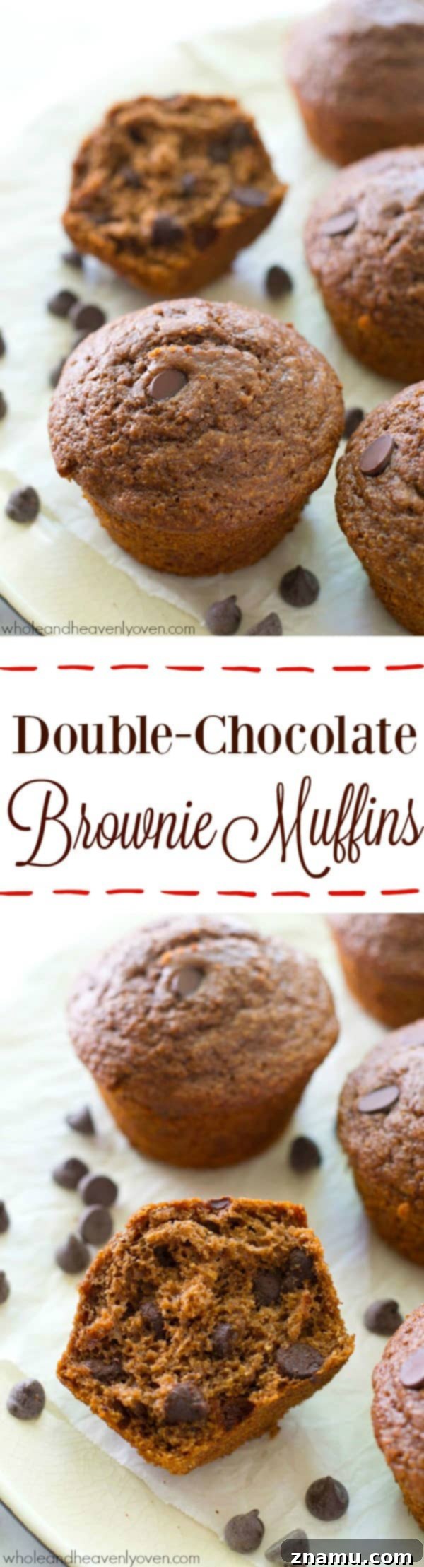 Brownie Batter Muffins 8 Delicious double chocolate brownie muffins, ready to be enjoyed. @WholeHeavenly