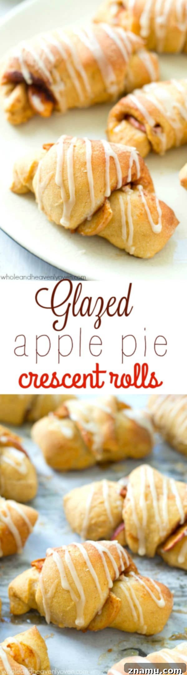 Sweet Glazed Apple Pie Crescents 7 A basket full of golden-brown glazed apple pie crescent rolls