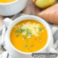 Spiced Sweet Potato Apple Bisque 8 Velvety-smooth and loaded with sweet potato and apple flavors, this fall-flavored cream soup is the ultimate warm-up on a chilly day!