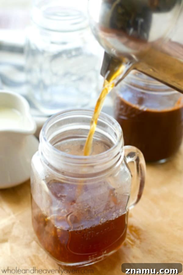 Easy 4-Ingredient Agave Mocha Coffee Syrup 7 Ingredients for Agave Mocha Coffee Syrup combined in a saucepan.